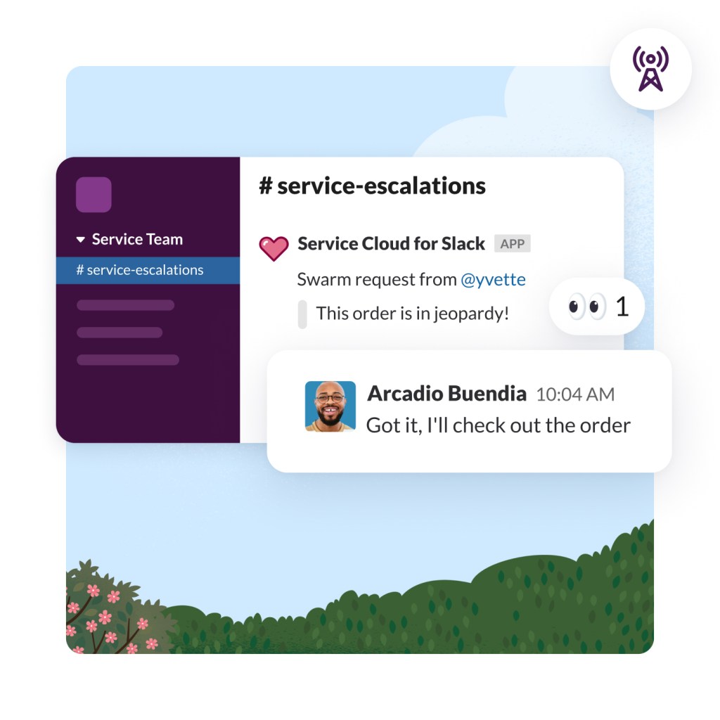 Appication window showing notification for an escalation request