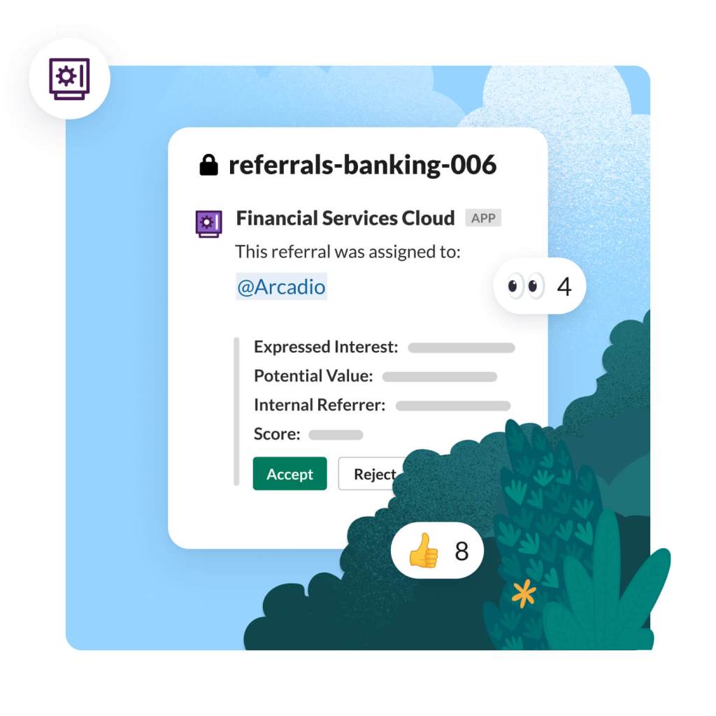Application window showing secure message with financial services opportunity with details