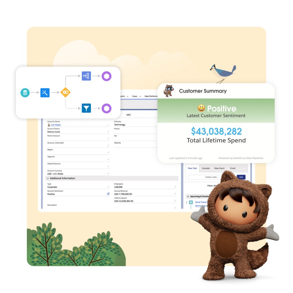 Customer Summary with Positive sentiment and total lifetime spend, Astro in foreground