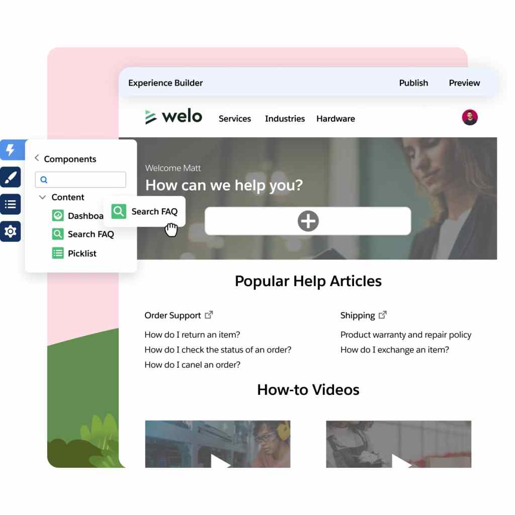 A dashboard displaying easy-to-use tools to create a branded self-service customer portal