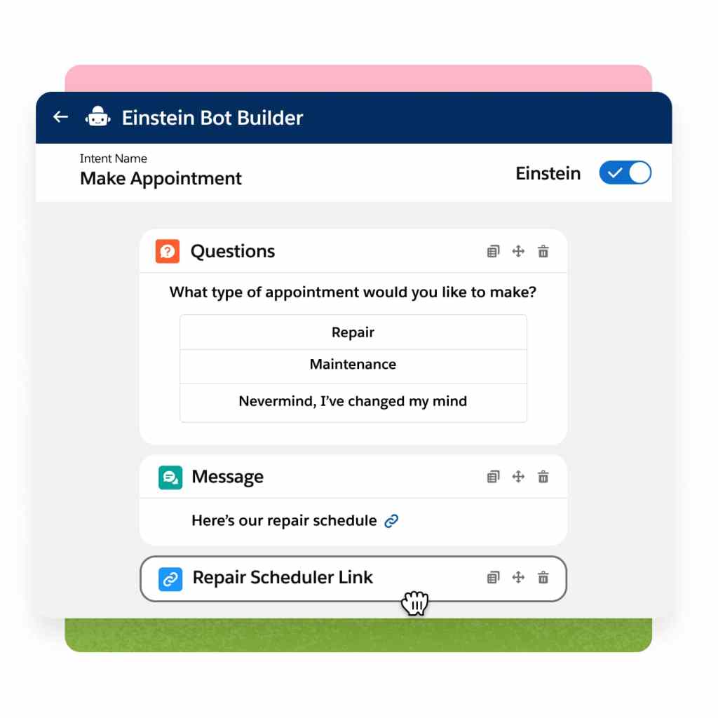 An example of Einstein Bot Builder interface.