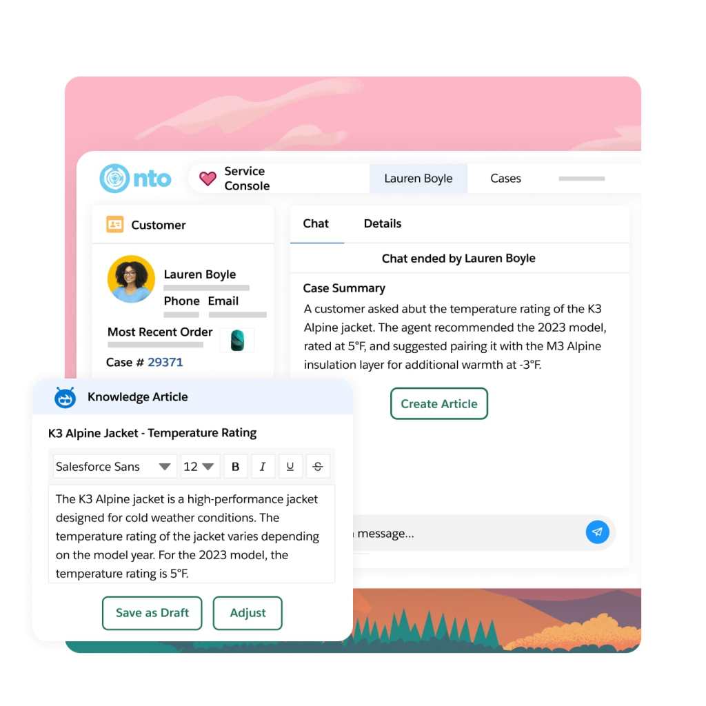 Einstein generates a new knowledge article based on the conversation with the customer.