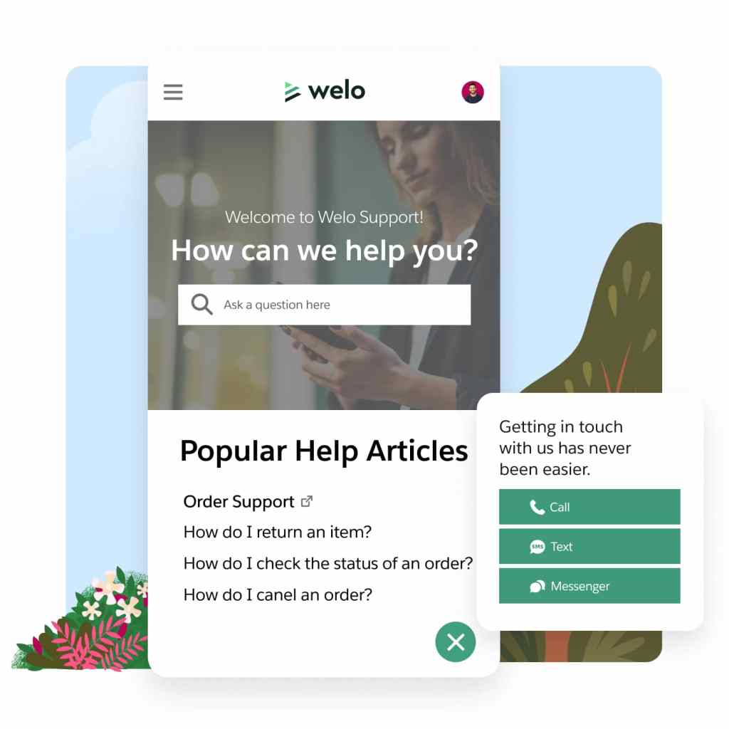 A mobile display version of a branded customer portal