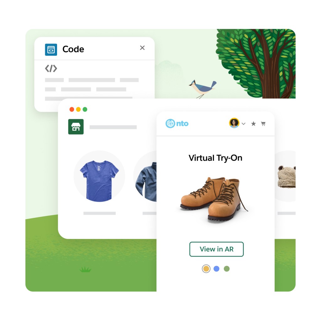 Desktop screen showing an app-like retail environment. 