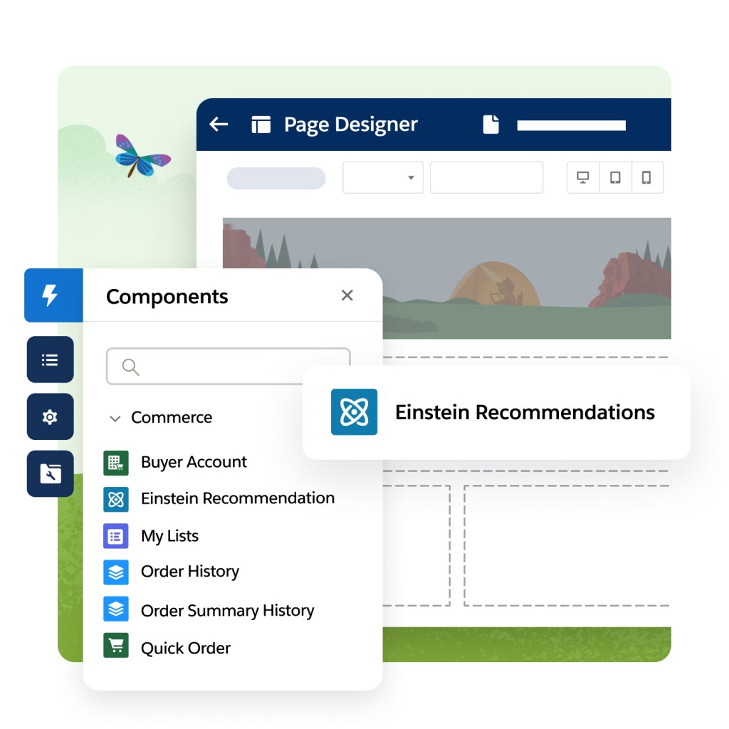 Desktop screen showing a templated website being built.