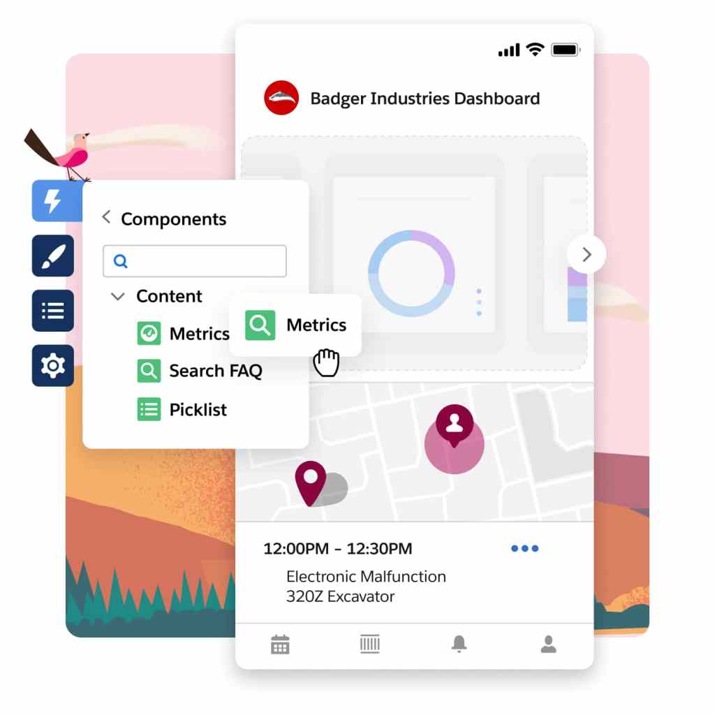 A customisable mobile app dashboard for a company
