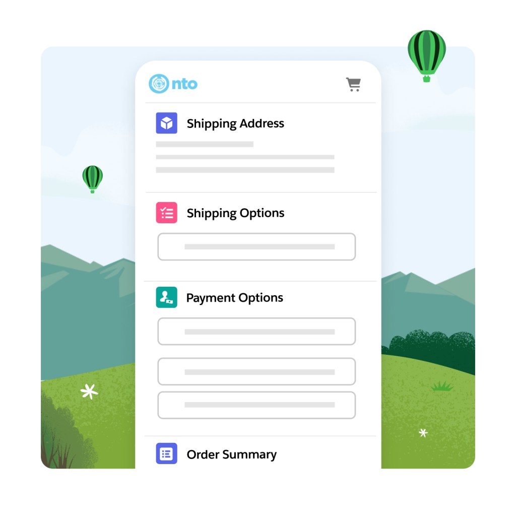 Mobile device screen showing the checkout process, with shipping and payment options on screen.
