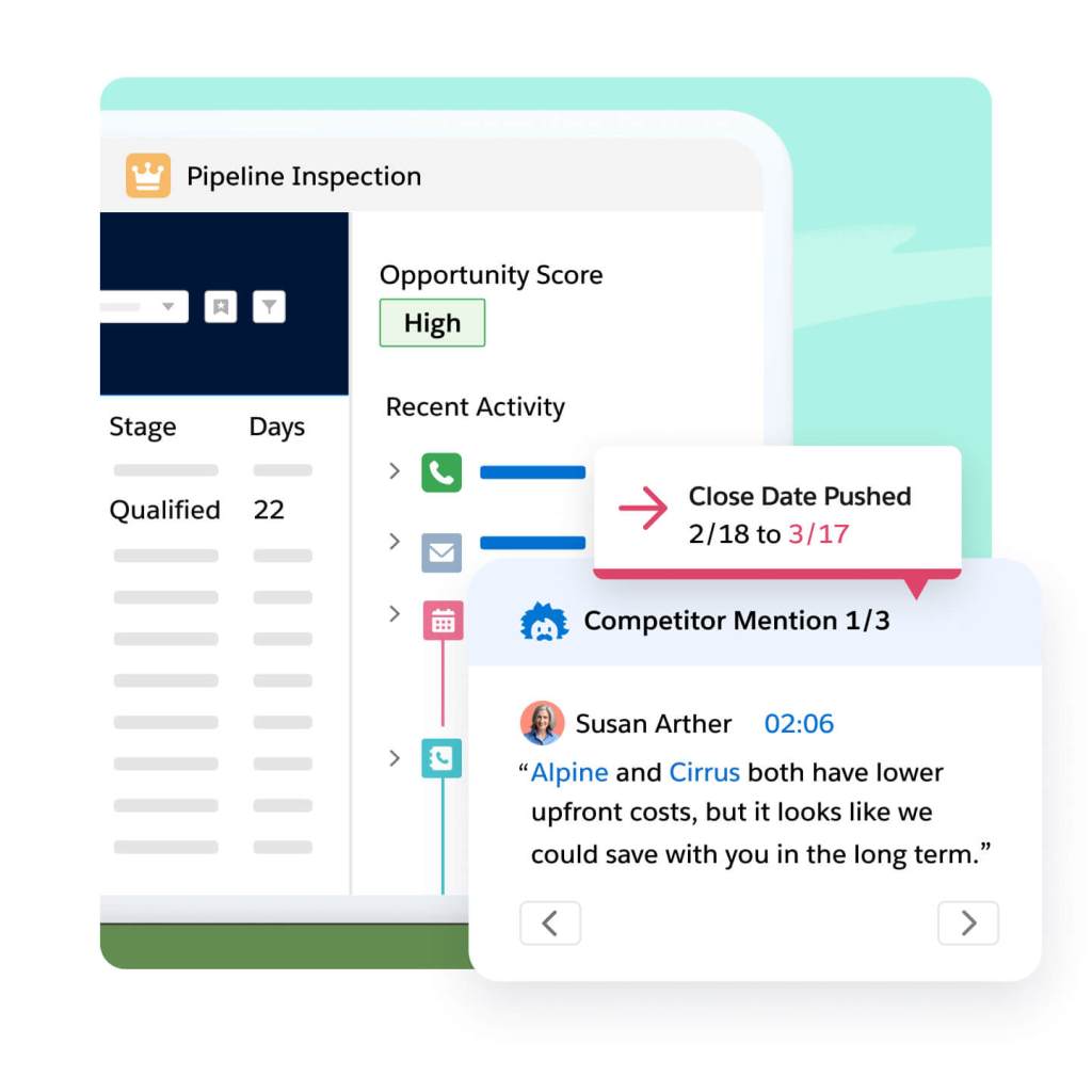 Sales AI allowing you to search conversation insights by categories and key words.