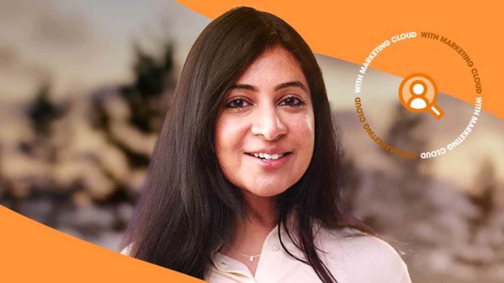 Photo of a lady with an orange background