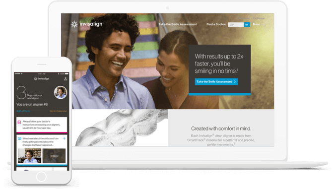 Invisalign app built on Heroku, shown on a laptop and an iPhone.