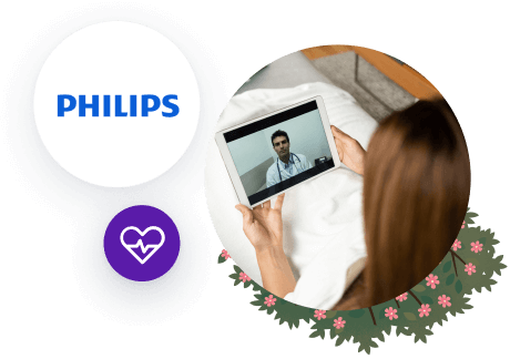 Philips logo with patient seeing physician over tablet