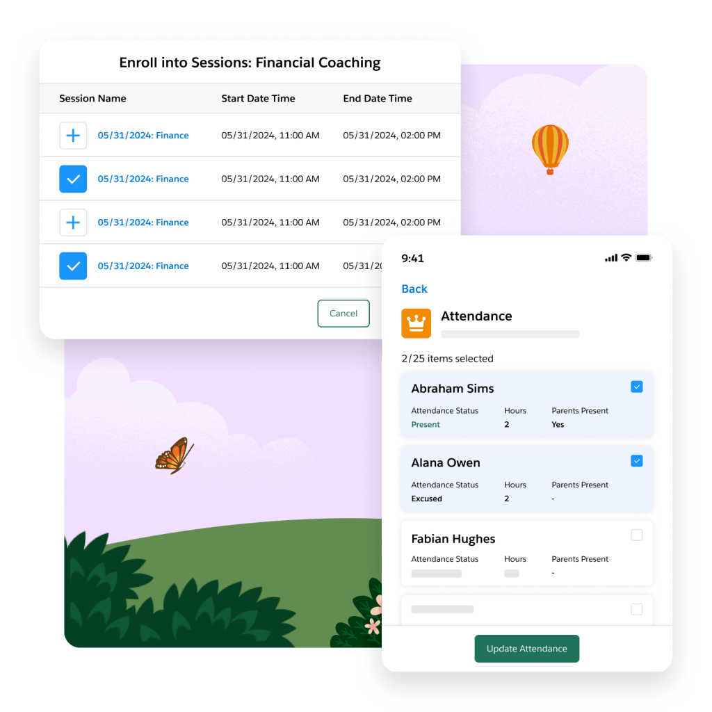 Desktop and mobile view of attendance summary portal.