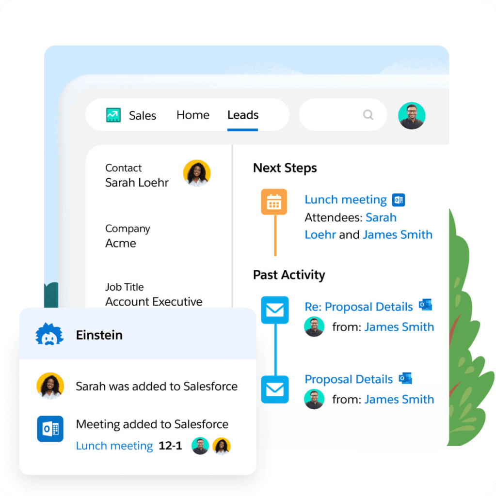 AI automatically updates relevant information for a new addition to CRM, including calendar updates.