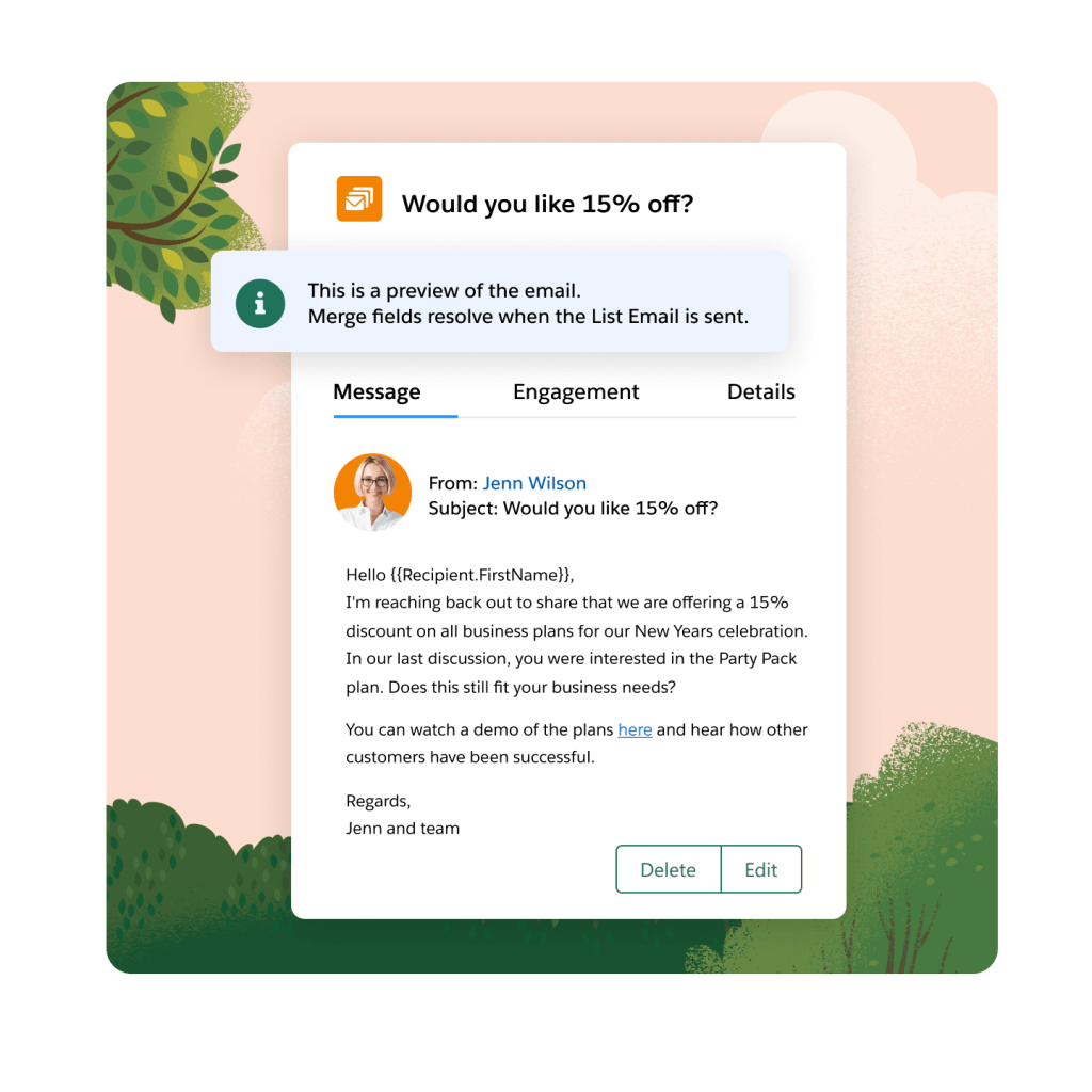 A window shows a customer journey that includes an automated emails send, emails open, and an intro call.