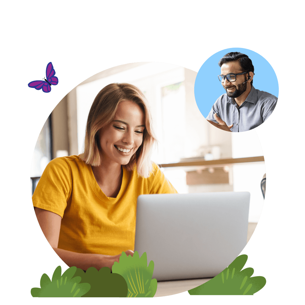 Two sales professionals smile.